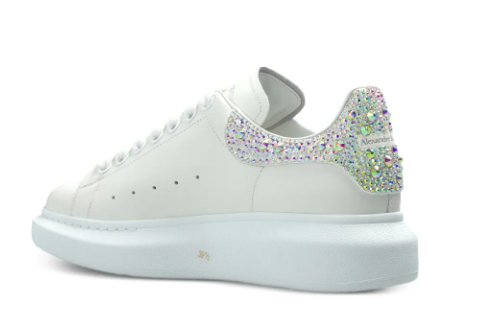 Scarpe da ginnastica oversize bianche con glitter