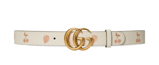 Gg Marmont Thin Belt In White