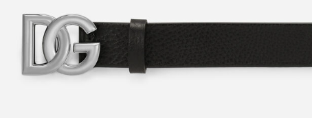 Tumbled leather belt with crossover DG logo buckle