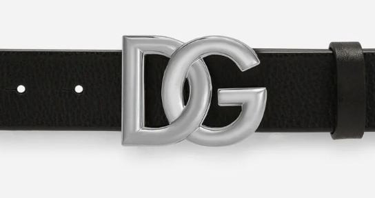 Tumbled leather belt with crossover DG logo buckle
