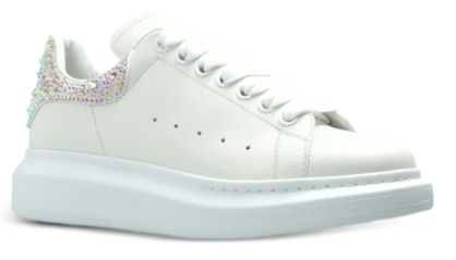 Scarpe da ginnastica oversize bianche con glitter