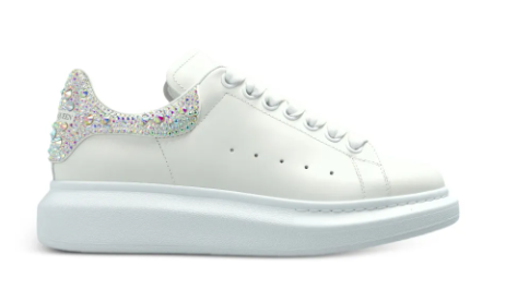 Scarpe da ginnastica oversize bianche con glitter
