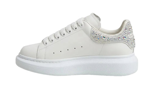 Scarpe da ginnastica oversize bianche con glitter