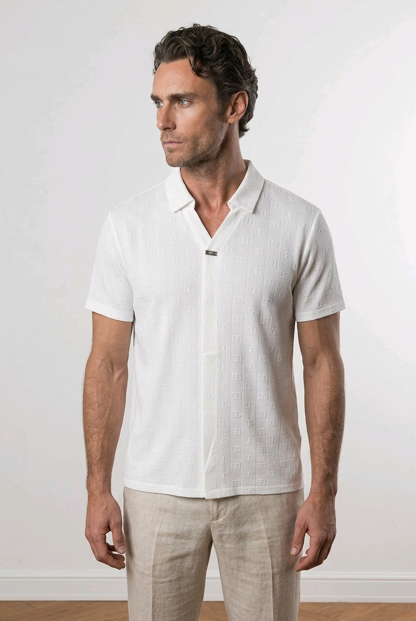 Polo Monogram DG in Tessuto Jacquard Lineare